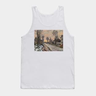 Road to Louveciennes, Melting Snow, Setting Sun by Claude Monet Tank Top